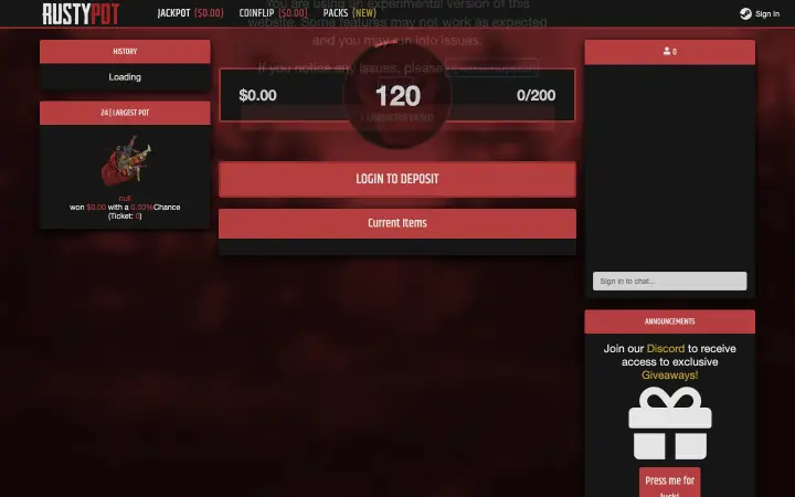RustyPot lobby screenshot